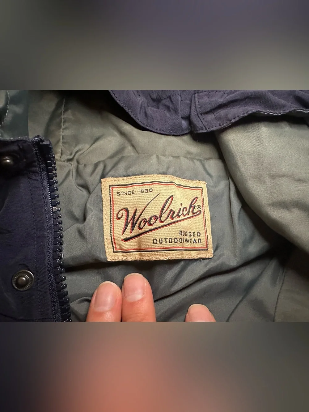 VTG Woolrich Men's Nylon Solid Blue Coat Full Zip Jacket-Large - Picture 7 of 14